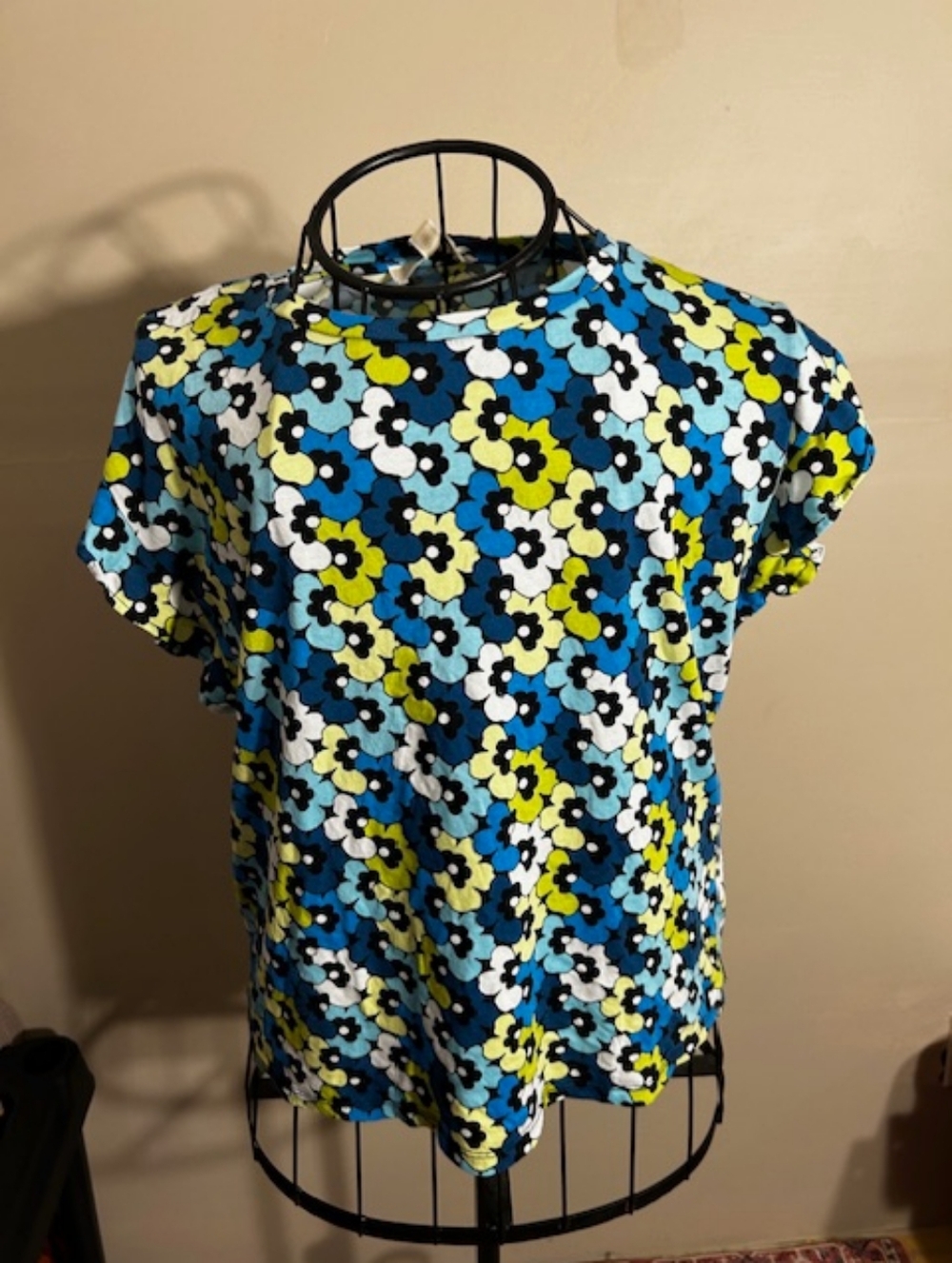 michael michael kors size medium womens  tee t  shirt floral blue